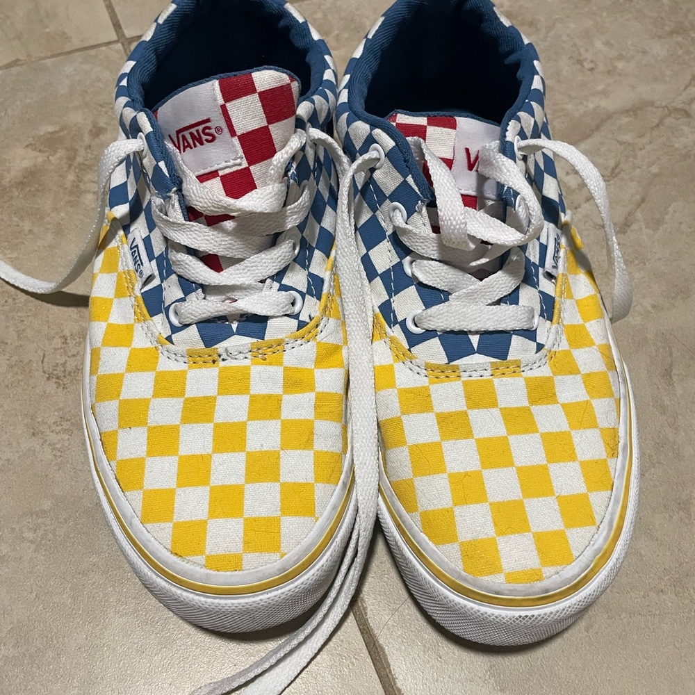 Vans Yellow and Blue Checkered Sneakers